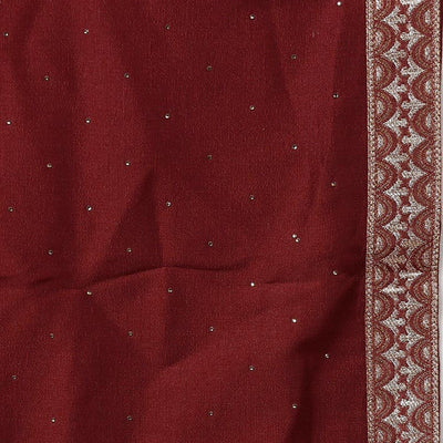 Maroon Silk Blend Solid A-Line Kurta Trousers With Dupatta PKSKD1756