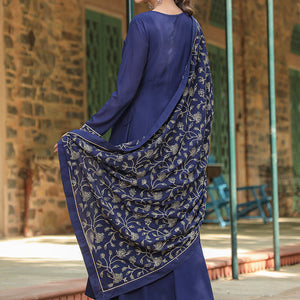 Prussian Blue Poly Georgette Angrakha Pant With Dupatta PKSKD1910