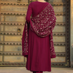 Fuschia Poly Georgette Angrakha Pant With Dupatta PKSKD1911