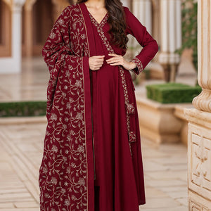 Fuschia Poly Georgette Angrakha Pant With Dupatta PKSKD1911