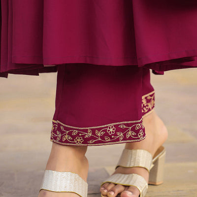 Fuschia Poly Georgette Angrakha Pant With Dupatta PKSKD1911