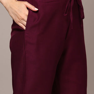 Burgundy Silk Blend Woven Design Flared Suit Set PKSKD1986