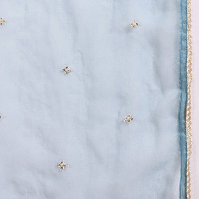 Blue Silk Blend Solid Embroidered Anarkali Suit Set PKSKD2013
