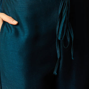 Indigo Blue Silk Blend Solid Embroidered Anarkali Style Suit Set PKSKD2060