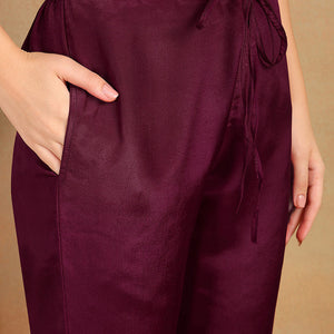 Purple Silk Blend Solid Embroidered Anarkali Suit Set PKSKD2064