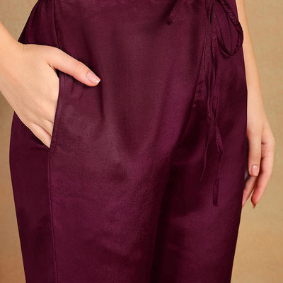 Purple Silk Blend Solid Embroidered Anarkali Suit Set PKSKD2064