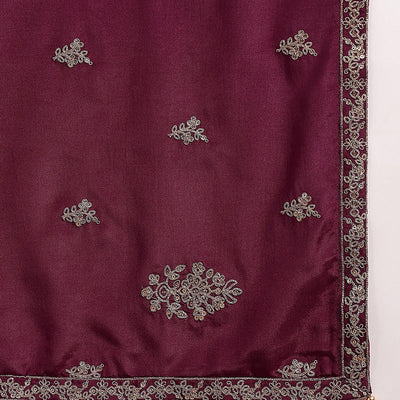 Purple Silk Blend Solid Embroidered Anarkali Suit Set PKSKD2064