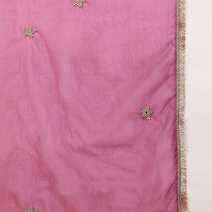 Purple Silk Blend Solid Embroidered Flared Empire Suit Set PKSKD2146