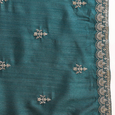 Green Silk Blend Solid Embroidered Flared Suit Set PKSKD2169