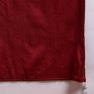 Maroon Silk Blend Solid Embroidered Straight Suit Set PKSKD2215
