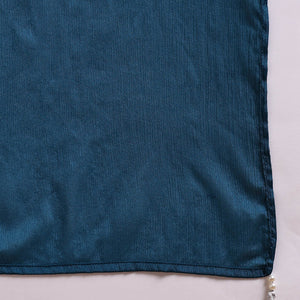 Teal Blue Silk Blend Solid Embroidered Straight Suit Set PKSKD2216