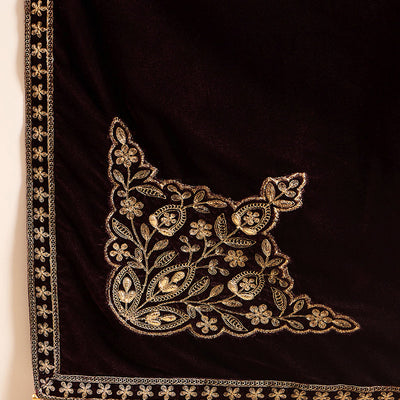 Purple Velvet Solid Embroidered Straight Trousers Suit Set PKSKD2254