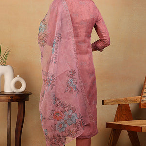 Mauve Organza Floral Embroidered Straight Regular Suit Set PKSKD2313
