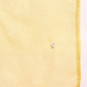 Yellow Cotton Blend Solid Embroidered A-Line Suit Set PKSKD2379