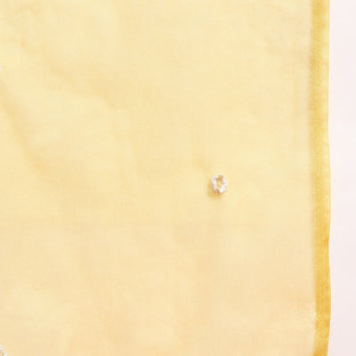 Yellow Cotton Blend Solid Embroidered A-Line Suit Set PKSKD2379