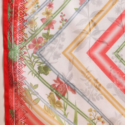 White Rayon Blend Floral Printed Straight Suit Set PKSKD2415