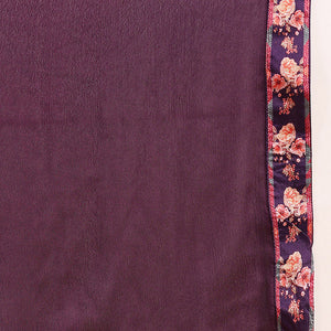 Purple Silk Blend Floral Printed Straight Trouser Bottom Suit Set PKSKD2435
