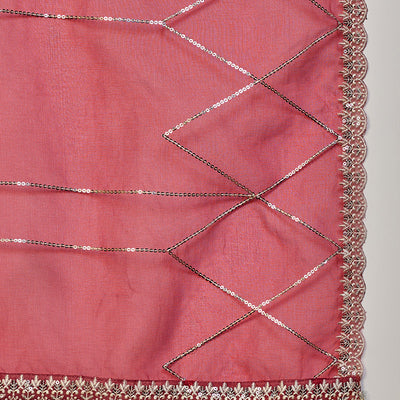 Rust Red Silk Blend Solid Embroidered Straight Suit Set PKSKD2444