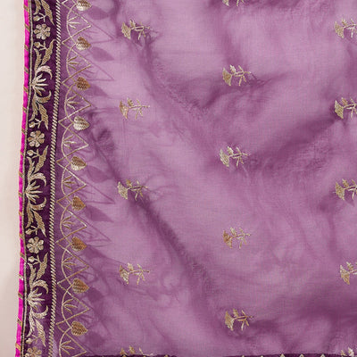 Purple Silk Blend Yoke Design Zari Straight Palazzo Suit Set PKSKD2488