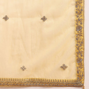 Golden Yellow Silk Blend Solid Embroidered Straight Trouser Bottom Suit Set PKSKD2520YLW