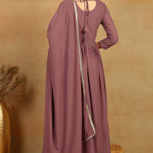 Mauve Pink Georgette Solid Embroidered Straight Palazzo Suit Set PKSKD2521PNK