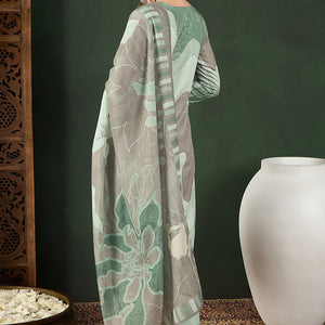 Green Rayon Blend Abstract Printed Straight Trouser Bottom Suit Set PKSKD2541GRN