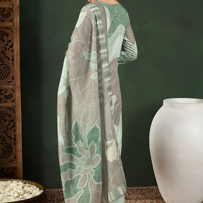 Green Rayon Blend Abstract Printed Straight Trouser Bottom Suit Set PKSKD2541GRN