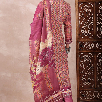 Multi Color Rayon Blend Floral Printed Straight Trouser Bottom Suit Set PKSKD2544PPL