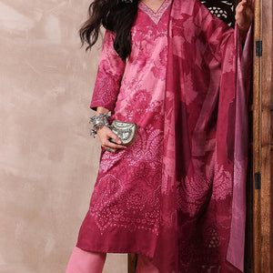 Pink Rayon Blend Ethnic Motifs Printed Straight Trouser Bottom Suit Set PKSKD2551PNK