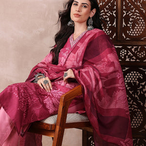 Pink Rayon Blend Ethnic Motifs Printed Straight Trouser Bottom Suit Set PKSKD2551PNK