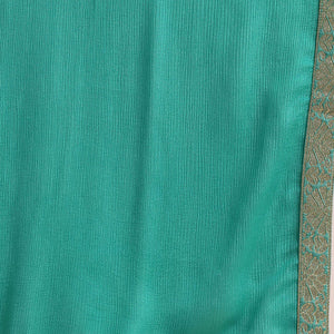 Sea Green Silk Blend Ethnic Motifs Woven Design Straight Trouser Bottom Suit Set PKSKD2581