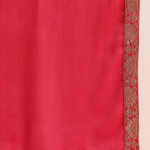 Pink Chanderi Silk Ethnic Motifs Woven Design Straight Trouser Bottom Suit Set PKSKD2584