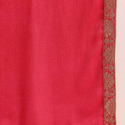 Pink Chanderi Silk Ethnic Motifs Woven Design Straight Trouser Bottom Suit Set PKSKD2584