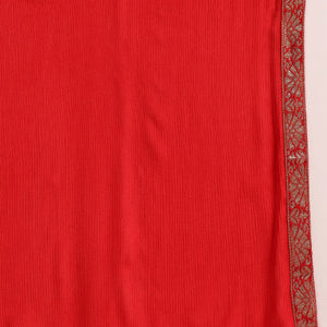 Red Chanderi Silk Ethnic Motifs Woven Design Straight Trouser Bottom Suit Set PKSKD2585