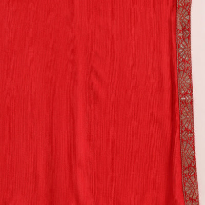 Red Chanderi Silk Ethnic Motifs Woven Design Straight Trouser Bottom Suit Set PKSKD2585
