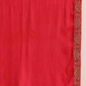 Pink Organza Ethnic Motifs Hand Work Woven Design Straight Trouser Bottom Suit Set PKSKD2587