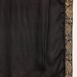 Black Chanderi Ethnic Motifs Woven Design Straight Trouser Suit Set PKSKD2657