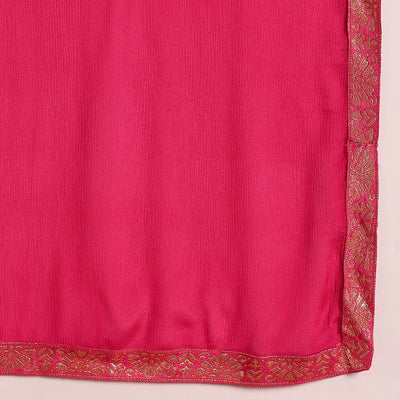 Pink Silk Ethnic Motifs Woven Design Straight Trouser Suit Set PKSKD2658