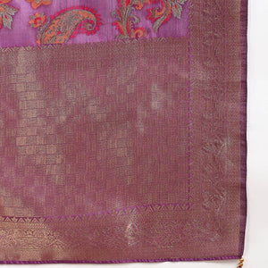 Purple Poly Chanderi Solid Woven Design Straight Suit Set PKSKD2678