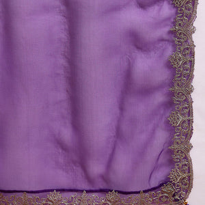 Purple Silk Blend Solid Embroidered Straight Palazzo Suit Set PKSKD2706