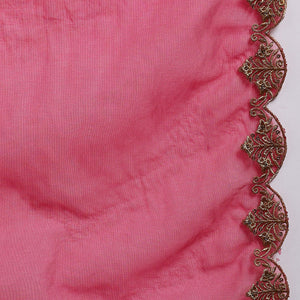 Pink Silk Blend Solid Embroidered Anarkali Suit Set With Trouser Style Bottom PKSKD2726