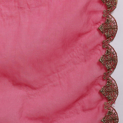 Pink Silk Blend Solid Embroidered Anarkali Suit Set With Trouser Style Bottom PKSKD2726