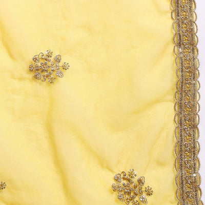 Yellow Silk Blend Solid Straight Suit Set With Palazzo Style Bottom PKSKD2742