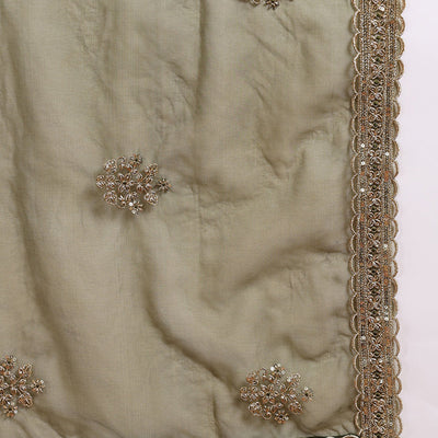 Olive Green Silk Blend Solid Straight Suit Set PKSKD2744