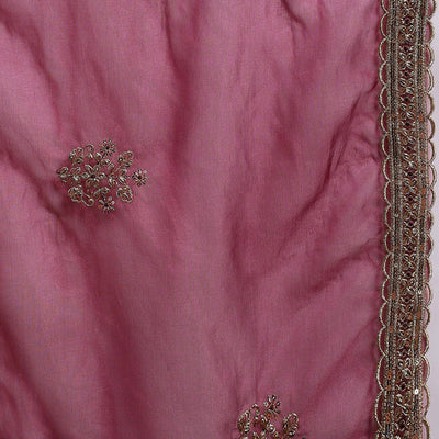 Burgundy Silk Blend Solid Straight Suit Set With Palazzo Style Bottom PKSKD2745