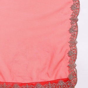 Red Silk Blend Embroidered Straight Palazzo Suit Set PKSKD2748