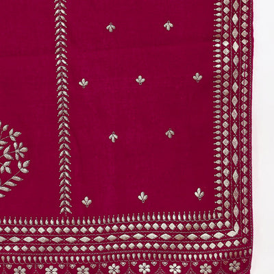 Pink Velvet Ethnic Motifs Printed Straight Suit Set PKSKD2766