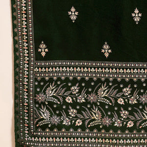Green Velvet Ethnic Motifs Printed Straight Trousers Suit Set PKSKD2880