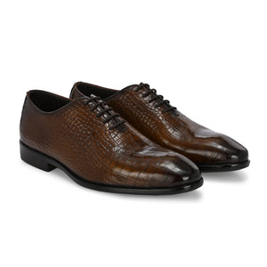 Egoss Textured Leather Lace-Up Shoes