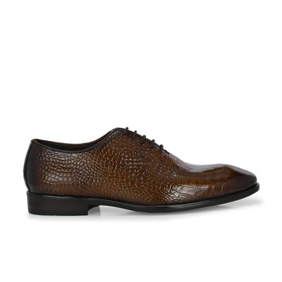 Egoss Textured Leather Lace-Up Shoes
